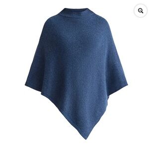 Women’s Blue Poncho Sweater - Classic Pullover